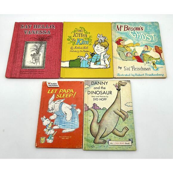 5 Vtg 60s-70s Hardback Kids Books Easy Reader Dinosaur Papa Sleep Ghost Kitten - Picture 2 of 16